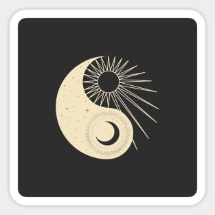 Yin and Yang Moon and Sun Sticker